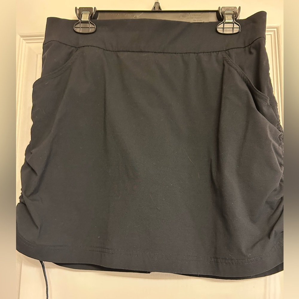 Columbia Sportswear Womens Black Ruched Short Skirt Skort Pockets Size L